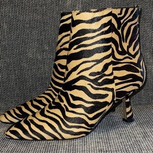 Sam Edelman Black and Tan Zebra Ankle Boots